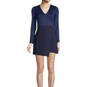 Alice + Olivia Navy Blue Sheath Asymmetrical Mini Dress Minimalist Size 10 NWT